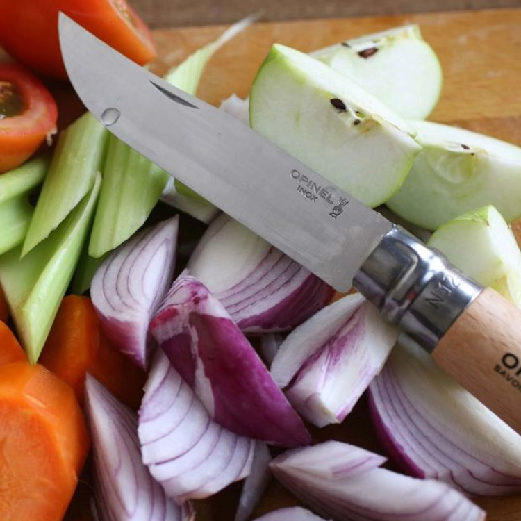 Opinel No 12 Stainless Steel Knife with Beechwood Handle - Image 2